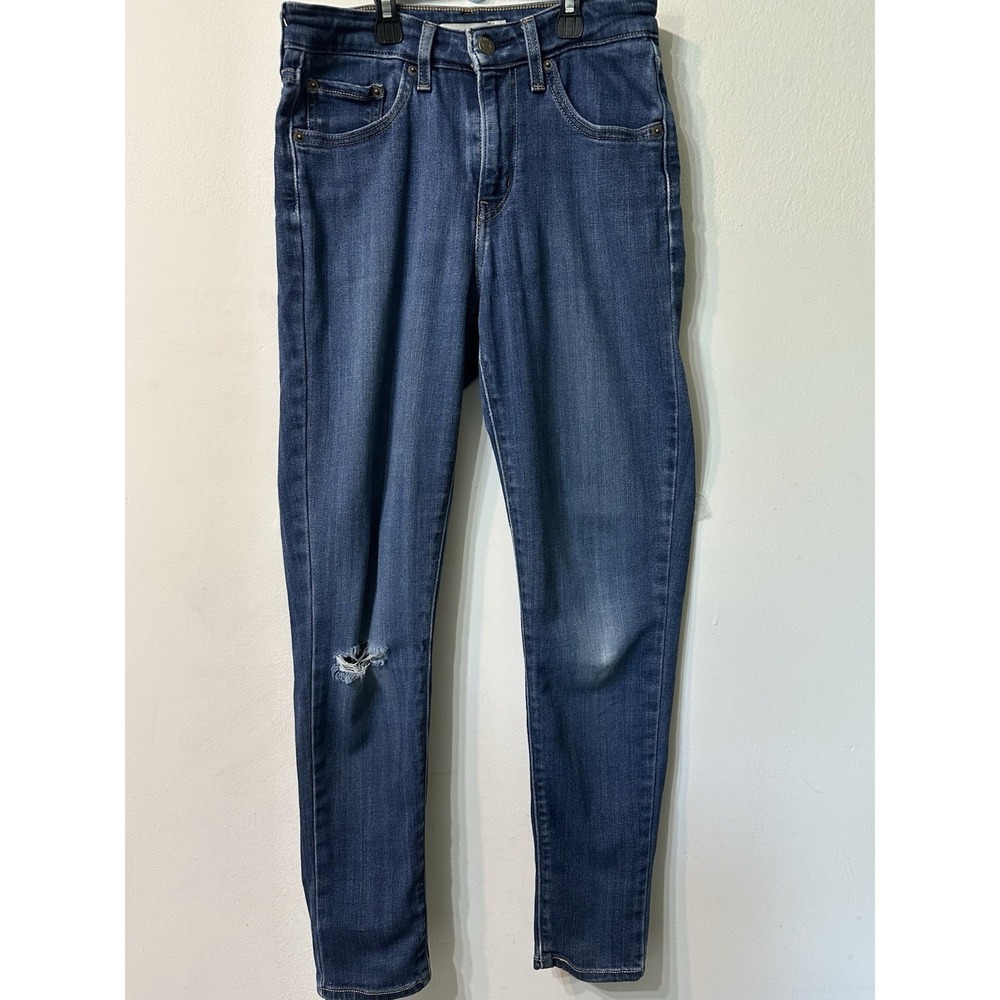 Levi's 721 High Rise Skinny Jeans Womens W27 L28 Dark Wash Stretch Distressed